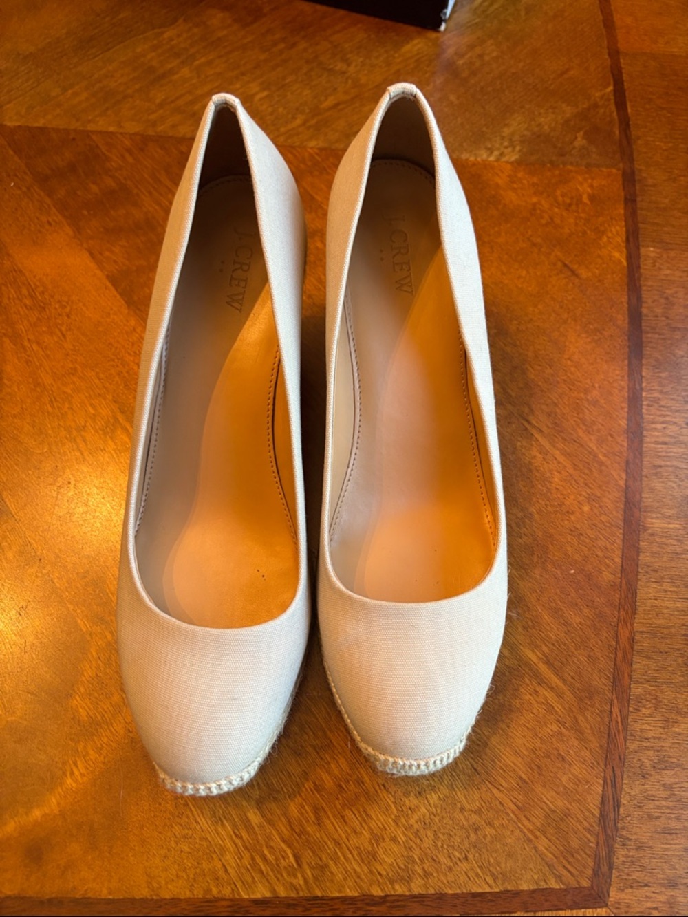 Size 10.5 J Crew Outlet Canvas Espadrille Wedges-Flax Color